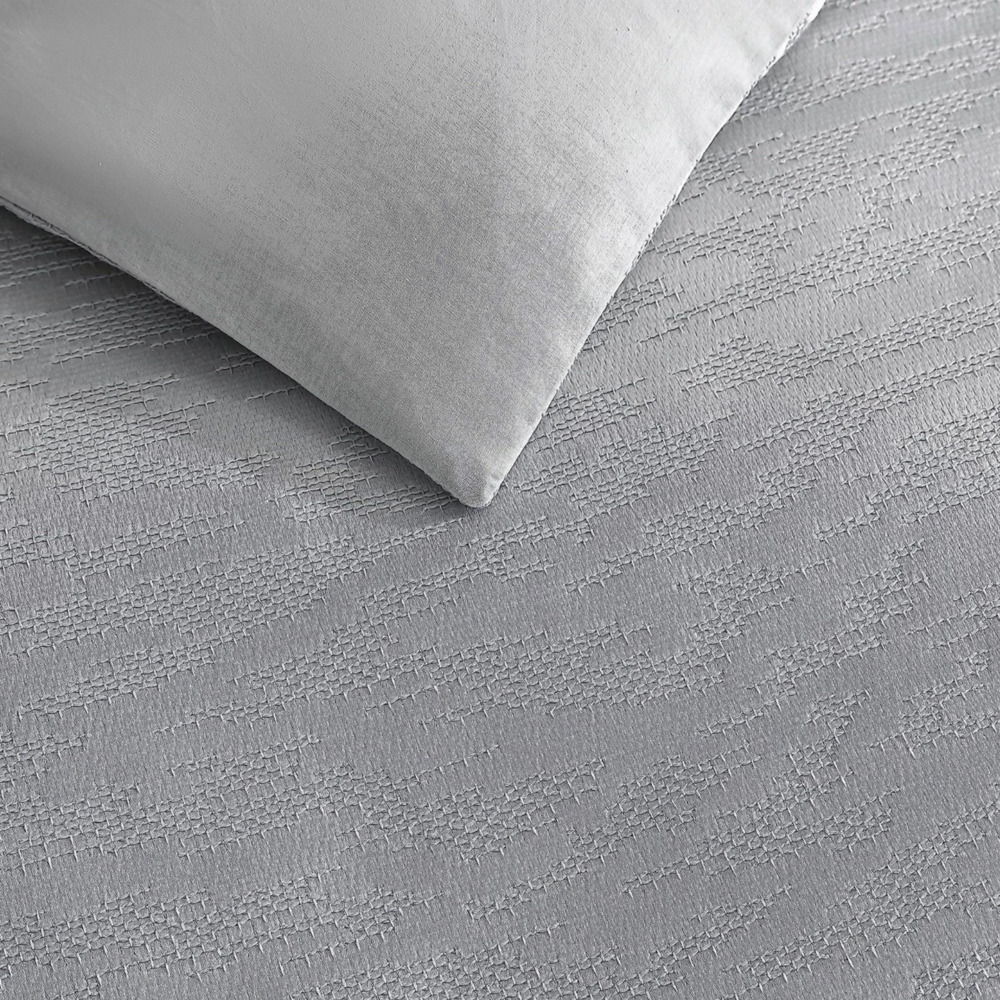 Vera Wang - King Duvet Cover Set Textured Illusion Gray Luxe Bedding NEW